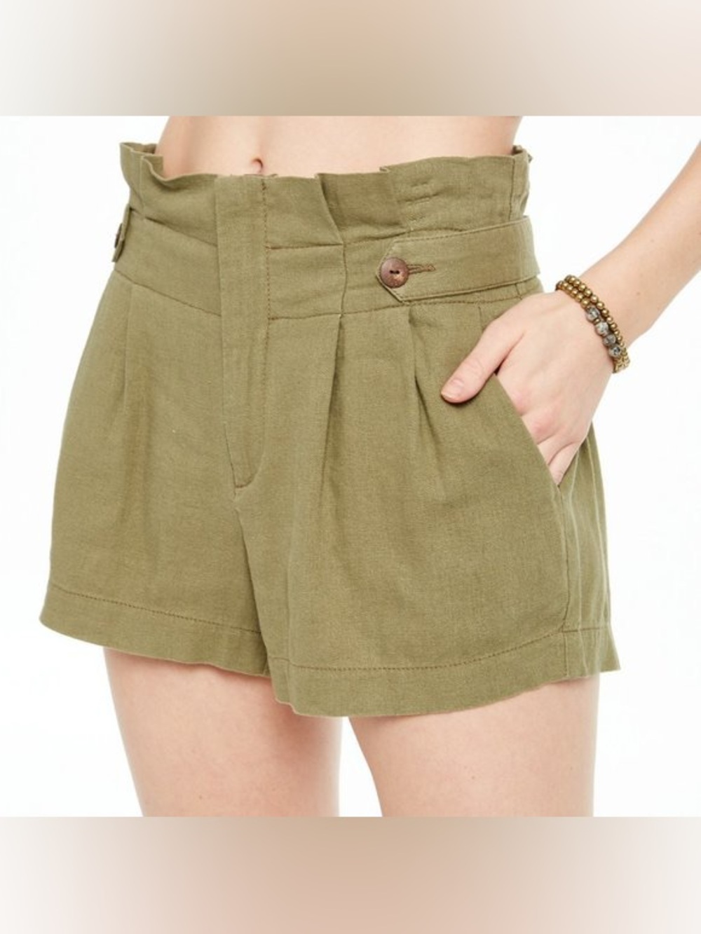 REWASH JUNIORS BUTTON-TAB PAPER-BAG WAIST SHORTS